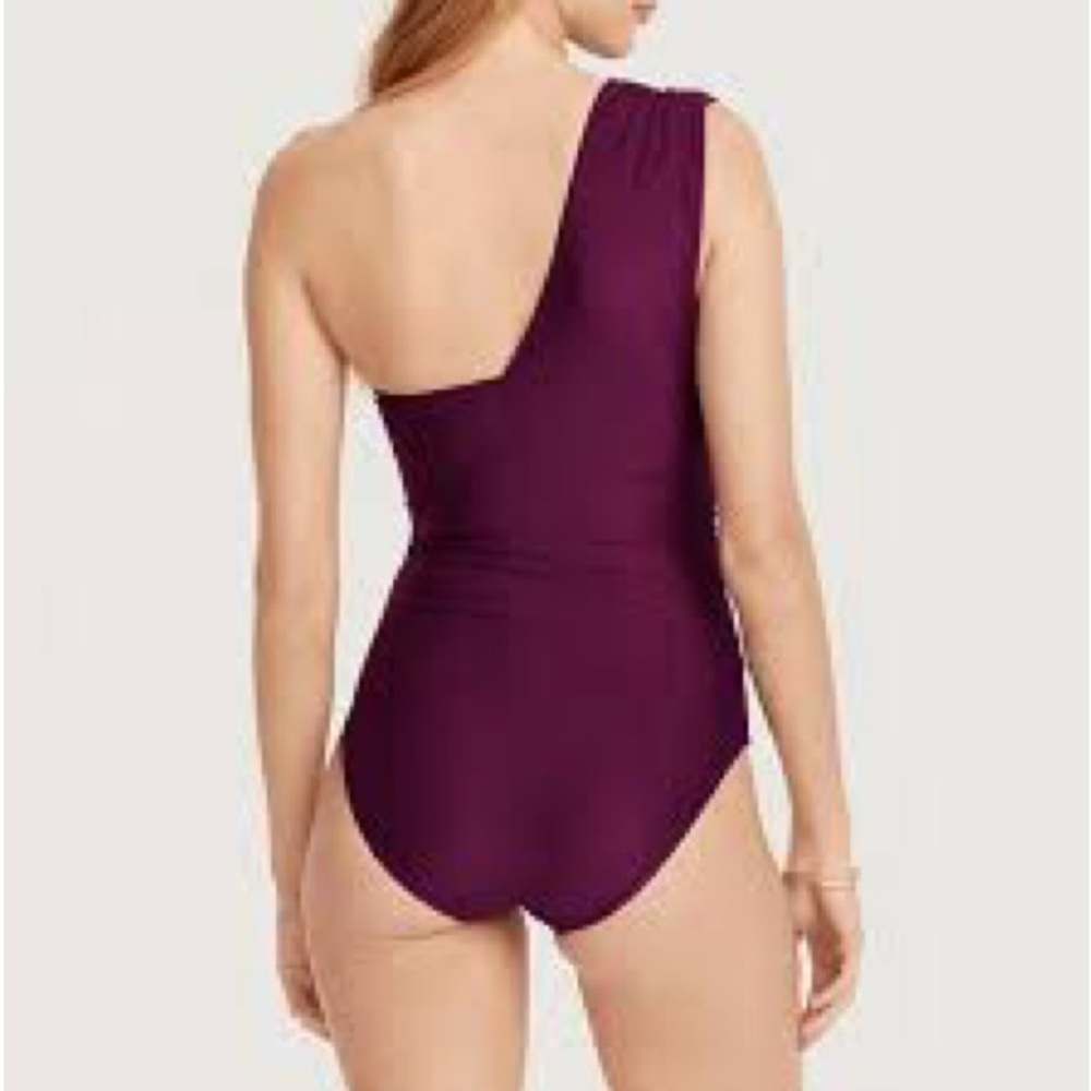 J Crew Ruched One Shoulder One Piece Swimsuit - Size 2 - Iris - Picture 2 of 7